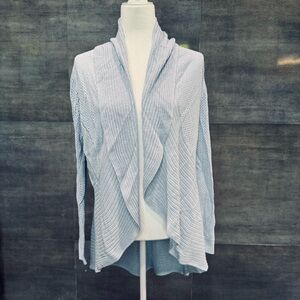 Etcetera Light Blue Open-Front Draped Cardigan